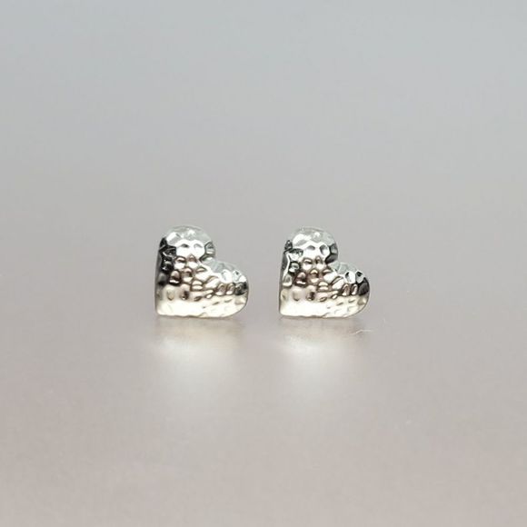 Textured Heart Stud Earrings - Picture 1 of 1
